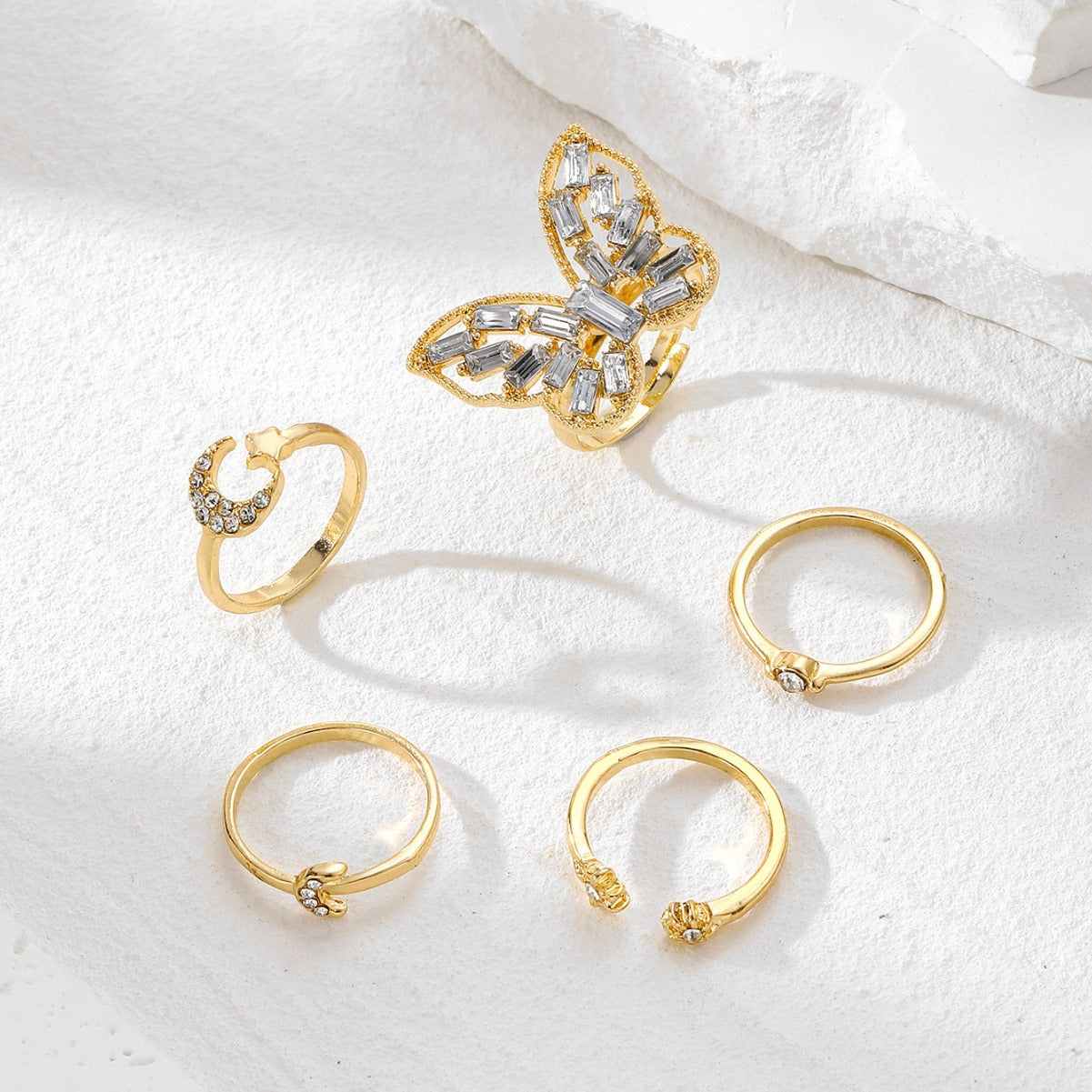 Fashion Jewelry Silver Color Butterfly Rings For Women Men Lover Vintage Geometric Metal Couple Finger Rings Set Gift Jewelry